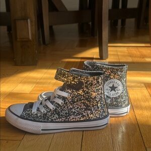 Converse Kids Glitter High-Tops - Black and Gold